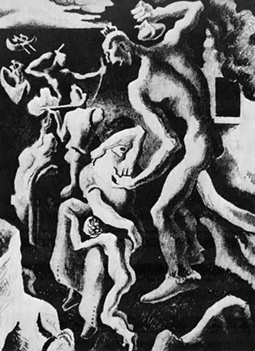 Historical Composition Lithograph by Thomas Hart Benton with signature- American Artwork