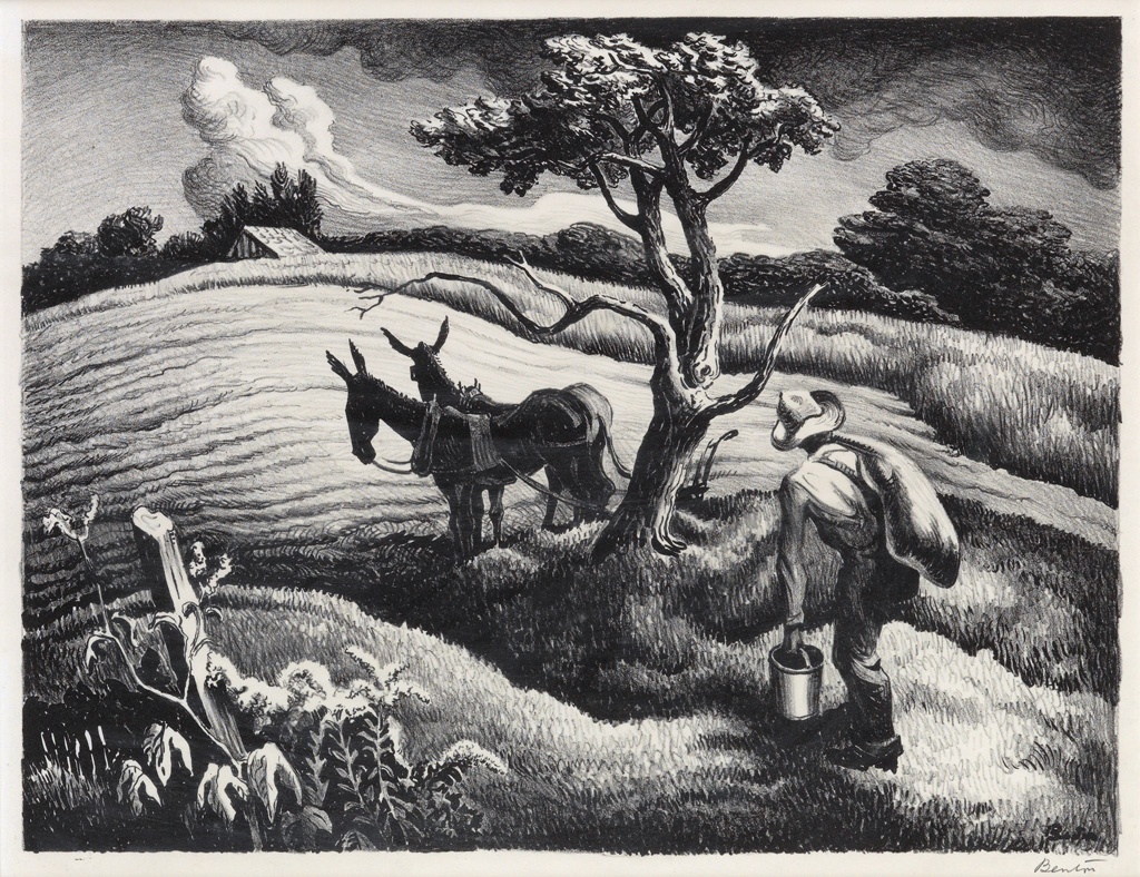 Approaching Storm Lithograph by Thomas Hart Benton with signature- American Artwork