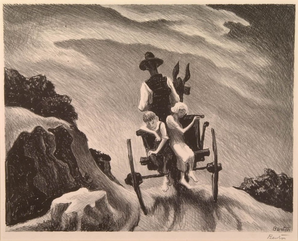 Goin' Home Lithograph by Thomas Hart Benton with signature- American Artwork