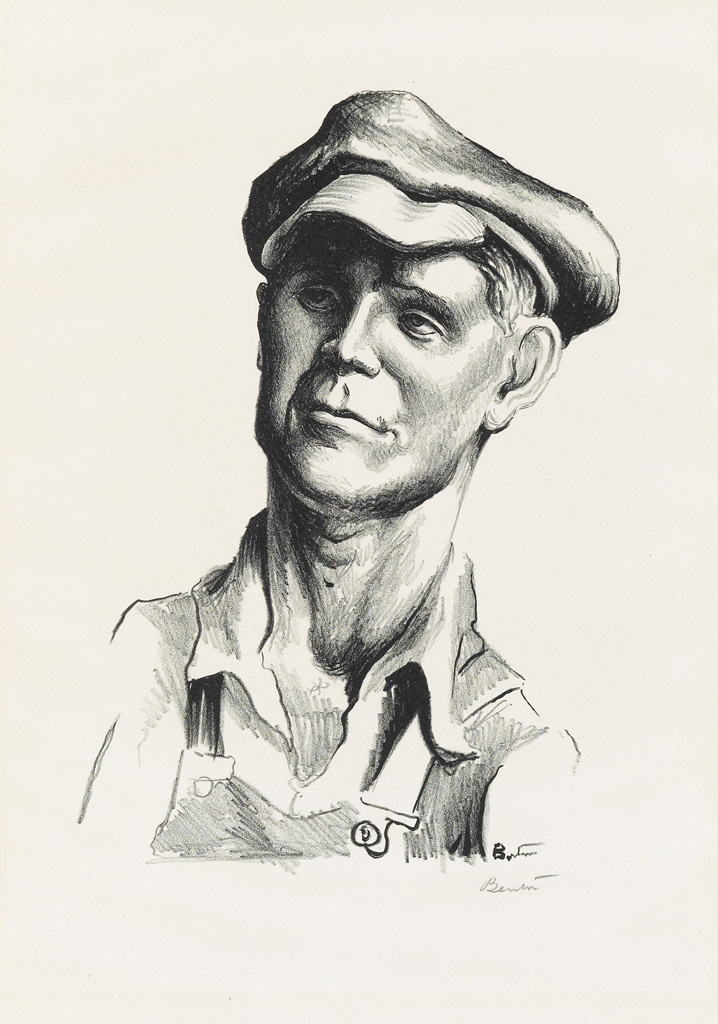 Tom Joad Lithograph by Thomas Hart Benton with signature- American Artwork