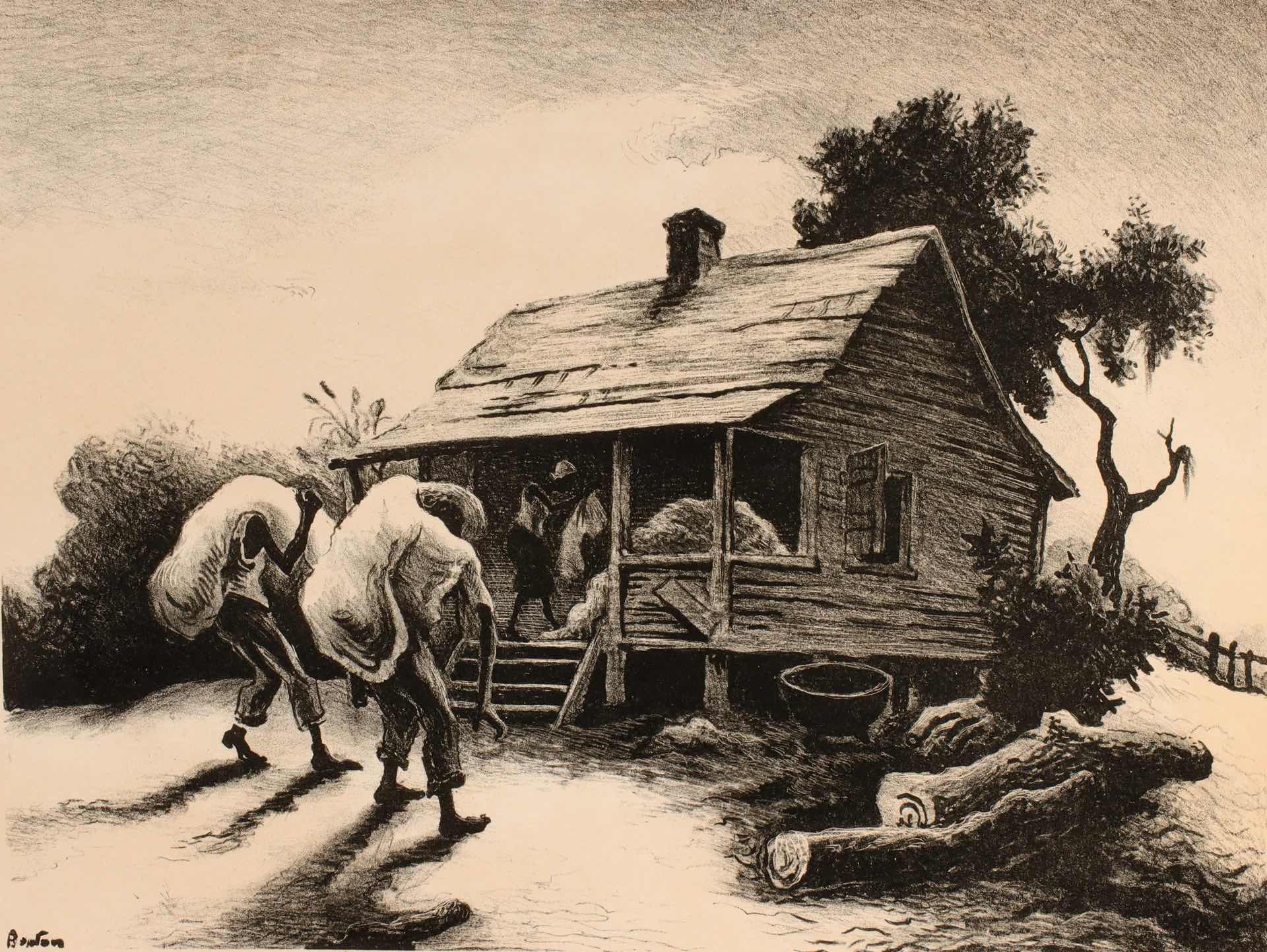 Back From The Fields Lithograph by Thomas Hart Benton with signature- American Artwork